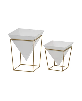 Geometric Planters with Metal Base, Set of 2