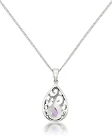Amethyst Open Work Teardrop Pendant and a Curb Chain