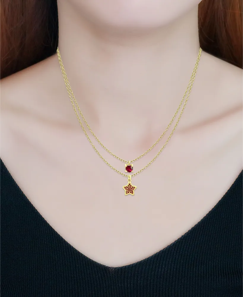 Giani Bernini Lab Grown Ruby Star and Round Pendant Set, 2 Piece