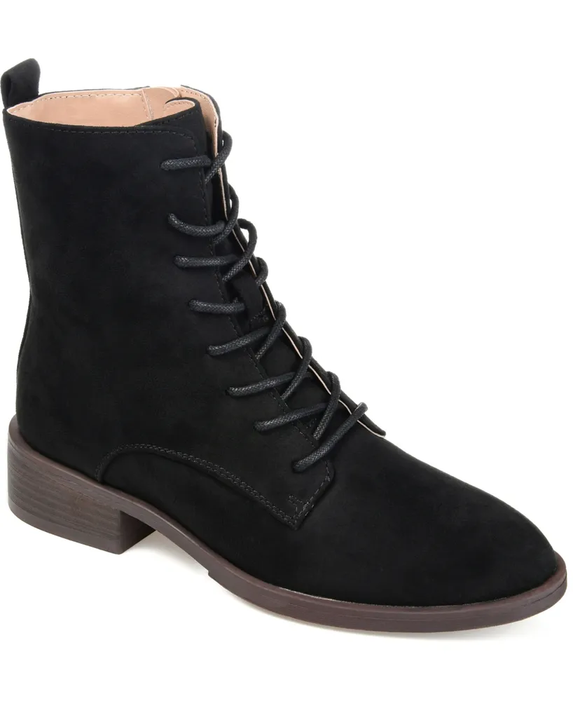 Journee Collection Women's Vienna Lace Up Stacked Heel Booties