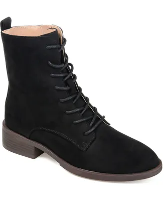 Journee Collection Women's Vienna Lace Up Stacked Heel Booties