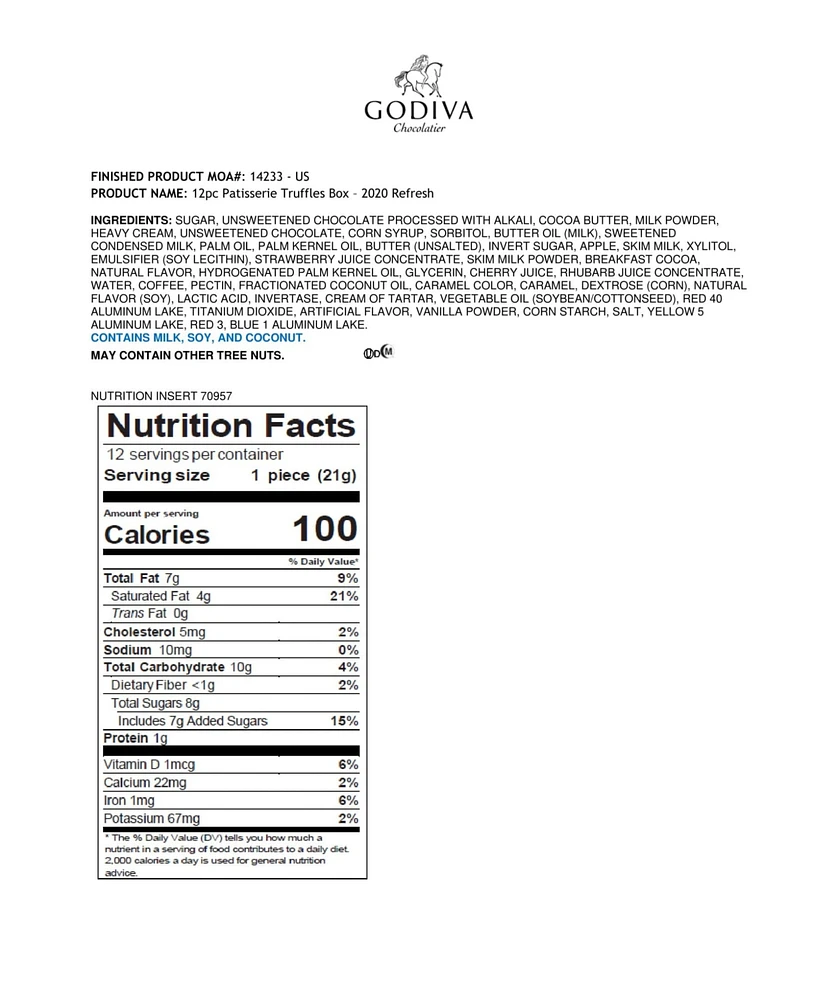 Godiva Patisserie Truffles, 12 Pieces
