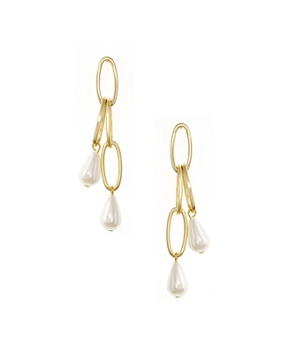 Ettika Oval Link Pearl Dangle Earrings