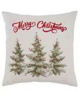 Saro Lifestyle Merry Christmas Trees Decorative Pillow, 18" x 18"