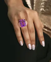 Amethyst (20 ct. t.w.) and Diamond (1-3/4 Multi-Shape Floral Ring 14k Rose Gold