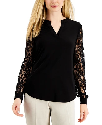 Kasper Women's Lace Sleeve Top