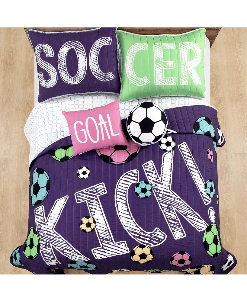 Lush Decor Kids Girls Soccer Kick 5-Pc. Quilt Set, Full/Queen