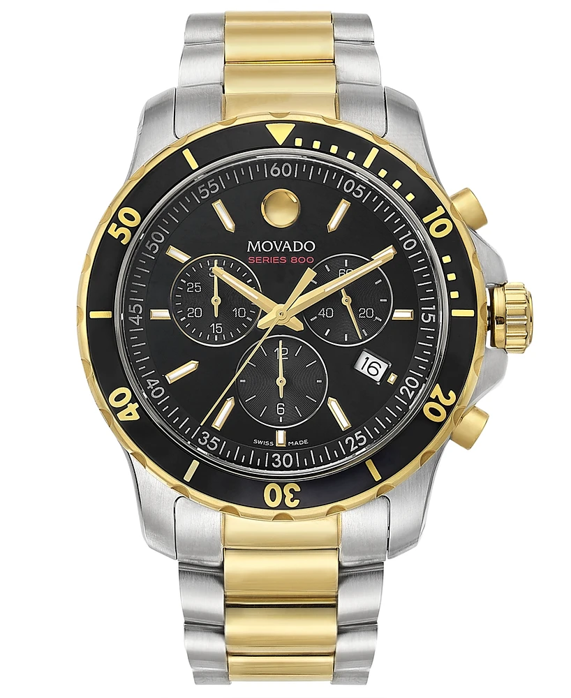 Movado Men's Swiss Chronograph Series 800 Two-Tone Pvd Stainless Steel Bracelet Diver Watch 42mm
