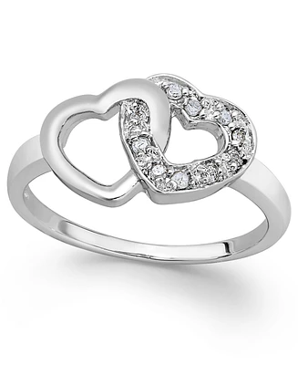 Diamond Double Heart Ring Sterling Silver (1/10 ct. t.w.)