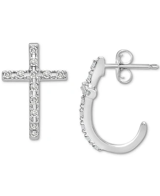 Wrapped Diamond Cross Earrings (1/8 ct. t.w.) 14k White or Yellow Gold, Created for Macy's