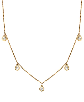 Wrapped Diamond Dangle Statement Necklace (1/4 ct. t.w.) in 14k Gold, 16" + 2" extender, Created for Macy's