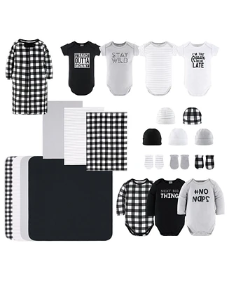 The Peanutshell Newborn Baby Shower Gift Set for Boys or Girls, Baby Layette Essentials, Black, White