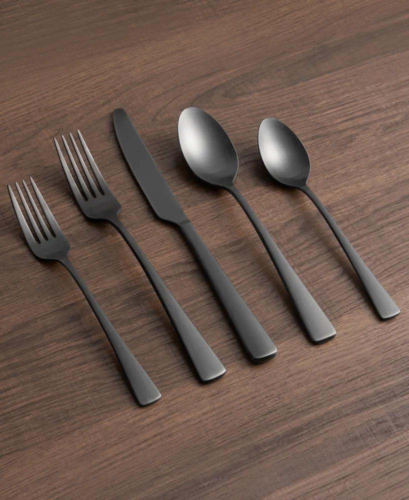 Cambridge Silversmiths Cerys Black Satin 20-Piece Flatware Set, Service for 4