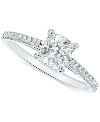 Portfolio by De Beers Forevermark Diamond Cushion-Cut Cathedral Solitaire & Pave Engagement Ring (5/8 ct. t.w.) in 14k White Gold