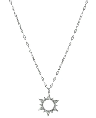 Giani Bernini Cubic Zirconia Sun Pendant Necklace in Sterling Silver, 16" + 2" extender, Created for Macy's