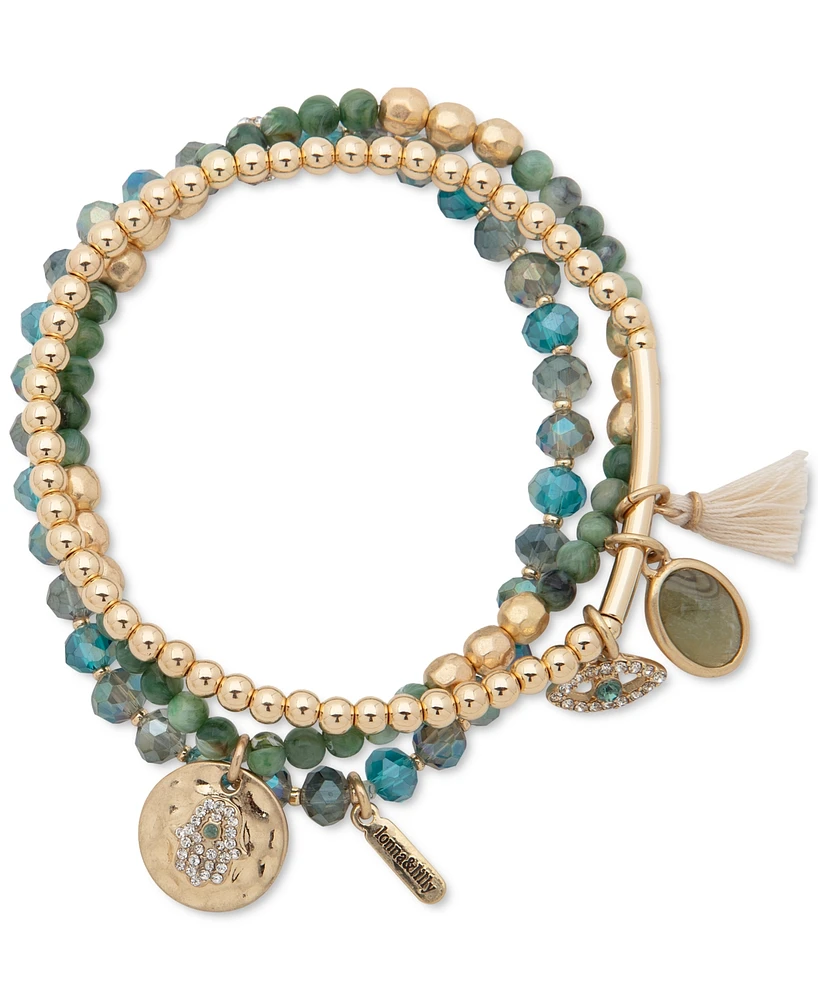 lonna & lilly Gold-Tone Evil Eye & Hamsa Hand Beaded Stretch Bracelets