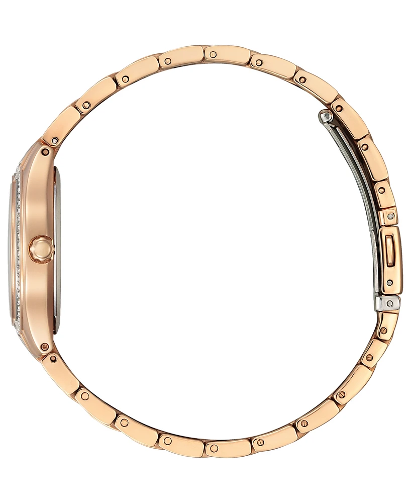 Citizen Eco-Drive Women's Silhouette Crystal Rose Gold-Tone Stainless Steel Bracelet Watch 30mm