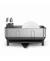 simplehuman Compact Steel Frame Dish Drying Rack with Swivel Spout Drain
