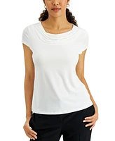 Kasper Women's Cowl Neck Cap Sleeve Top, Regular & Petite