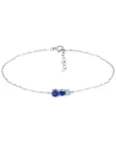 Giani Bernini Blue Cubic Zirconia Graduating Three Stone Chain Ankle Bracelet in Sterling Silver, Created for Macy's