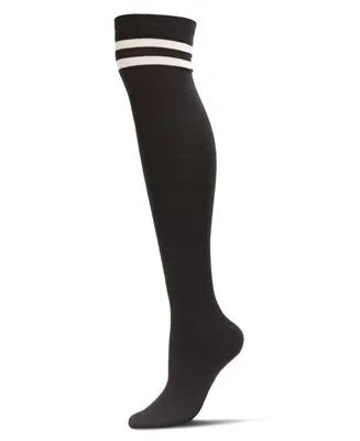 MeMoi Women's Top Stripe Cashmere Blend Over The Knee Warm Socks