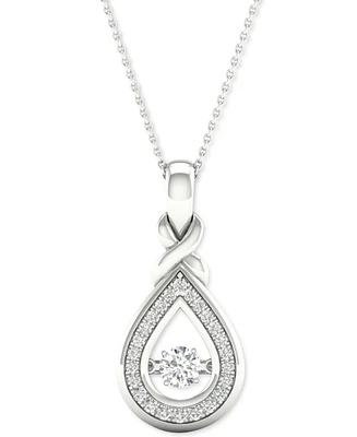 Twinkling Diamond Star Diamond Teardrop Halo 18" Pendant Necklace (1/4 ct. t.w.) in 10k White Gold