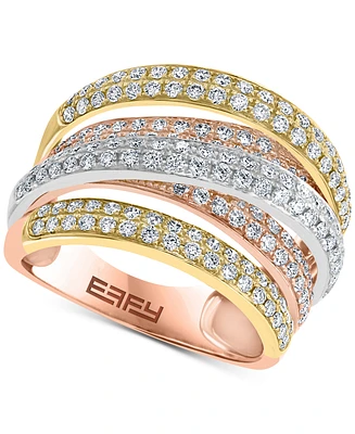 Effy Diamond Multirow Crossover Statement Ring (1-3/8 ct. t.w.) in 14k Gold, White Gold & Rose Gold