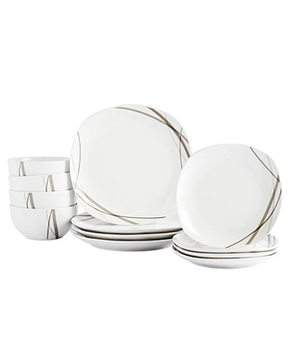 Curves Square 12 Pc. Dinnerware Set, Service for 4