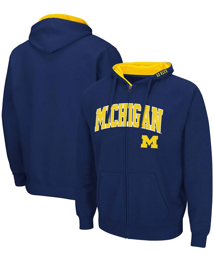 Men's Navy Michigan Wolverines Arch Logo 3.0 Full-Zip Hoodie
