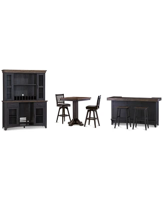 Peighton 8-Piece Bar Set (Back bar with hutch, bar with 2 saddle stools, and pub table with 2 swivel stools)