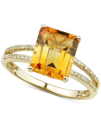 Citrine (3.0 ct. t.w.) & Diamond (1/10 Ring 14k Gold