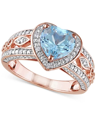 Blue Topaz (2 ct. t.w.) & Diamond (1/10 Heart Ring 18k Rose Gold-Plated Sterling Silver