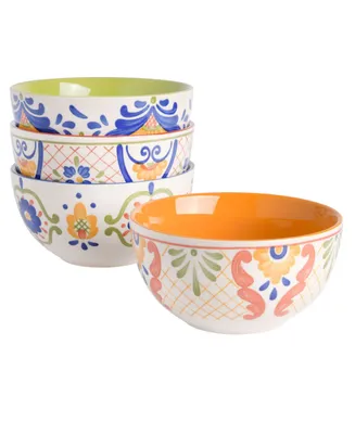 Laurie Gates Tierra Tile Hand-Painted 4 Piece Bowl Set
