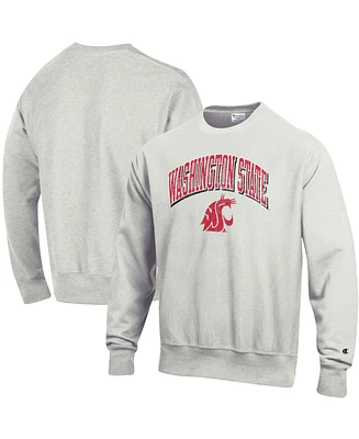 Men's Heathered Gray Washington State Cougars Arch Over Logo Reverse Weave Pullover Sweatshirt