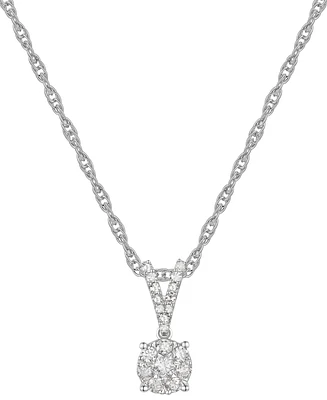 Diamond Cluster 18" Pendant Necklace (1/4 ct. t.w.) in 10k White Gold