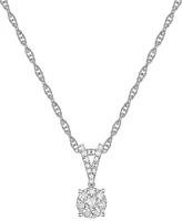 Diamond Cluster 18" Pendant Necklace (1/4 ct. t.w.) in 10k White Gold