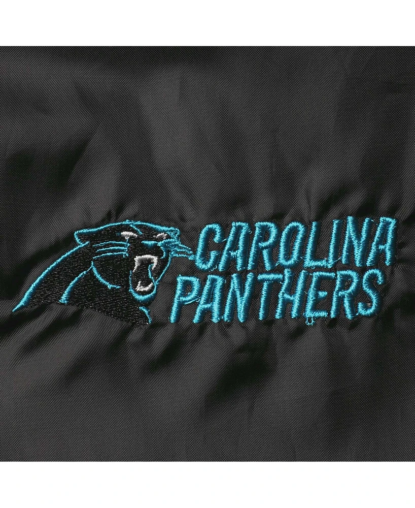 Men's Black Carolina Panthers Coaches Classic Raglan Full-Snap Windbreaker Jacket