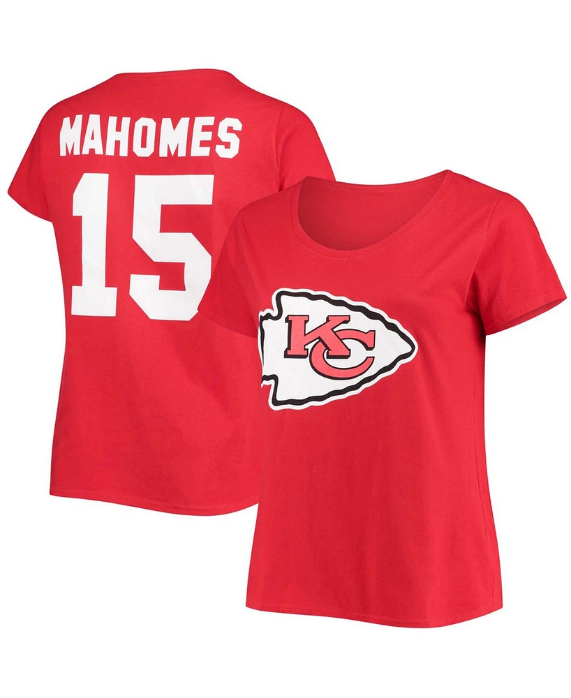 Women's Patrick Mahomes Red Kansas City Chiefs Plus Name and Number V-Neck T-shirt