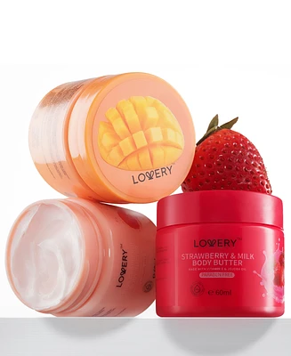 Lovery Pink Grapefruit, Mango, Strawberry Scented Whipped Body Butter, 3-Pack Body Care Gift Set