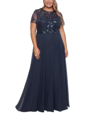 Xscape Plus Embellished Chiffon Ball Gown