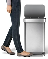 simplehuman 45 Liter Rectangular Liner Rim Steel Kitchen Trash Can with Liner Pocket