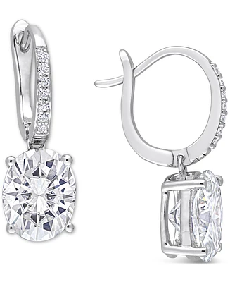 Lab-Grown Moissanite Oval Leverback Drop Earrings (5-1/5 ct. t.w.) in Sterling Silver