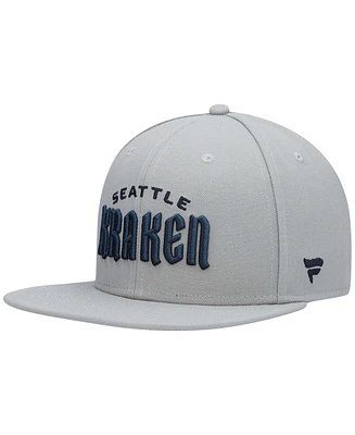 Men's Gray Seattle Kraken Wordmark Logo Snapback Hat