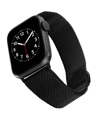 WITHit Black Stainless Steel Mesh Band designed for Apple Watch 42mm (Series 1-3 only) & 44/45/46/49mm (Ultra & Ultra 2)
