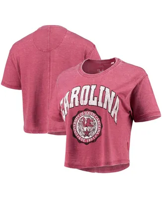 Women's Garnet South Carolina Gamecocks Edith Vintage-Inspired Burnout Crop T-shirt