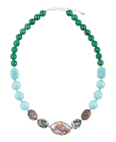 Barse Women's Lush Genuine Stone One Row Beaded Necklace