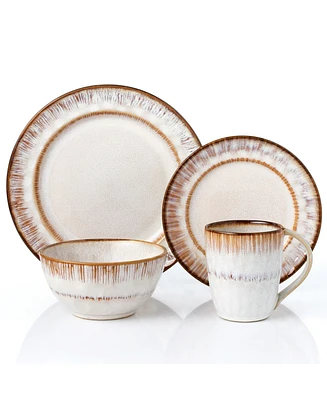 Lorren Home Trends Stoneware Mocca Swirl, Set of 16