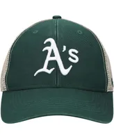Men's Green, Natural Oakland Athletics Flagship Washed Mvp Trucker Snapback Hat