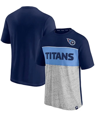 Men's Navy and Heathered Gray Tennessee Titans Colorblock T-shirt