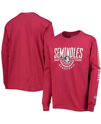 Big Boys and Girls Garnet Florida State Seminoles Basketball Long Sleeve T-shirt